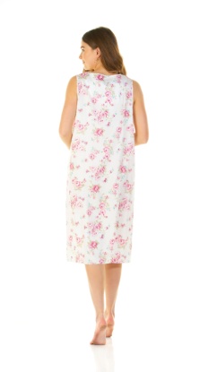 Sue Marks Luxury 100% Combed Cotton Roses Woven Sleeveless Nightdress